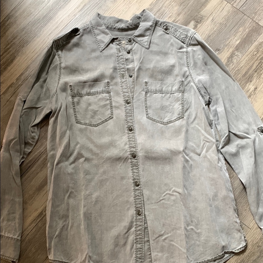 Express Vintage Green Button Down Shirt Long Sleeve